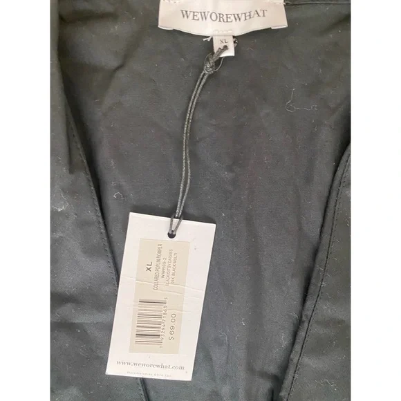 NEW WeWoreWhat Collared Romper Black Ditsy Daisies Romper XL - Picture 7 of 7